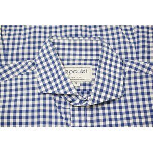 Epaulet New York White Blue Gingham Button Up Casual Mens Cotton Shirt Sz S
